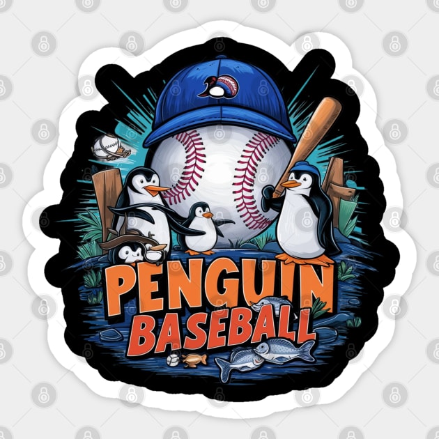 Penguin baseball time Sticker by hsayn.bara